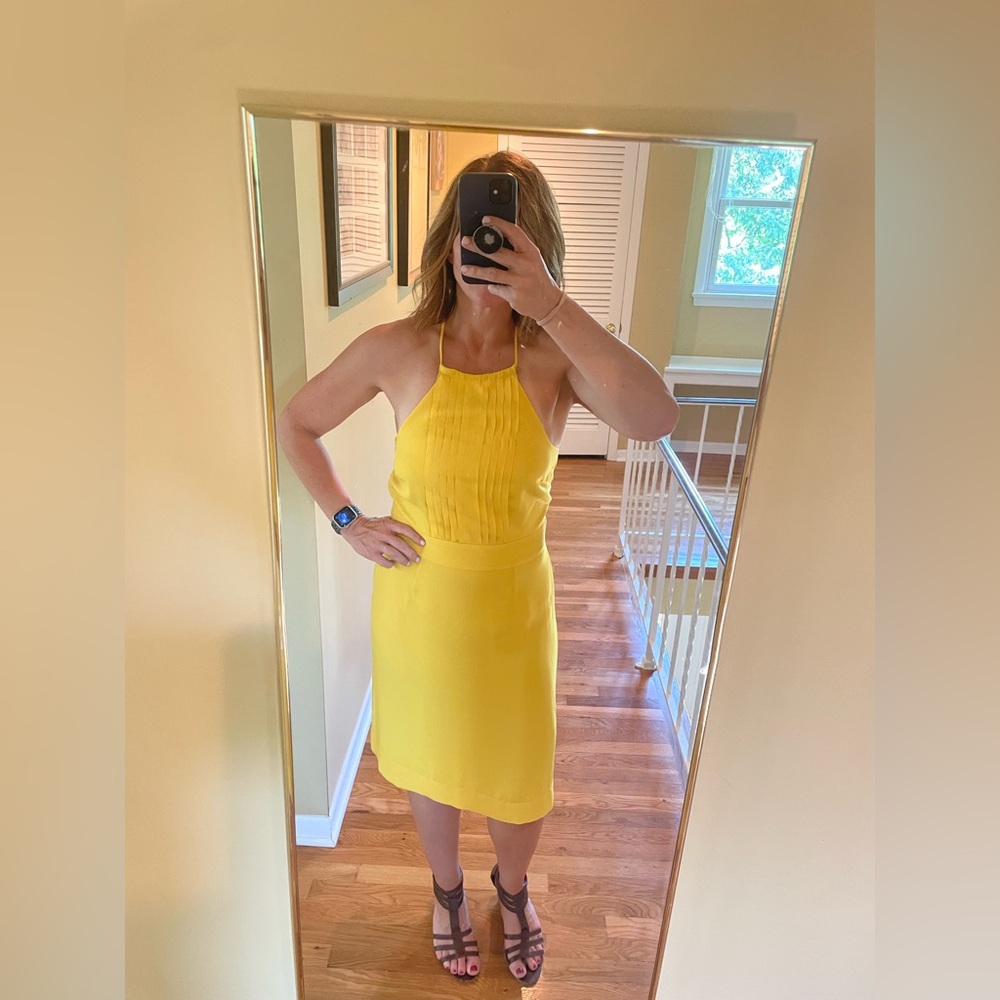 EUC Banana Republic Yellow Halter Dress Size 8